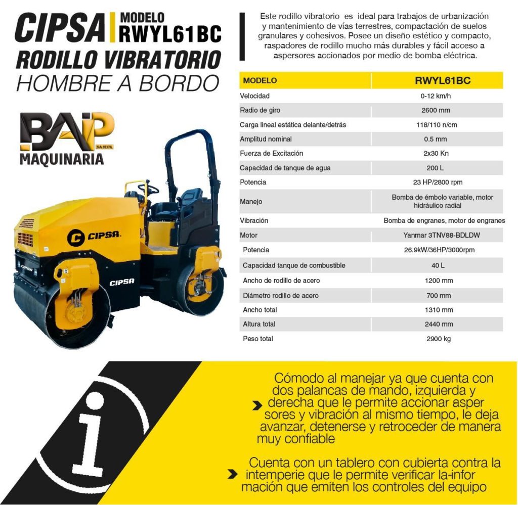 Rodillo Doble RWYL61BC CIPSA - BAP Maquinaria