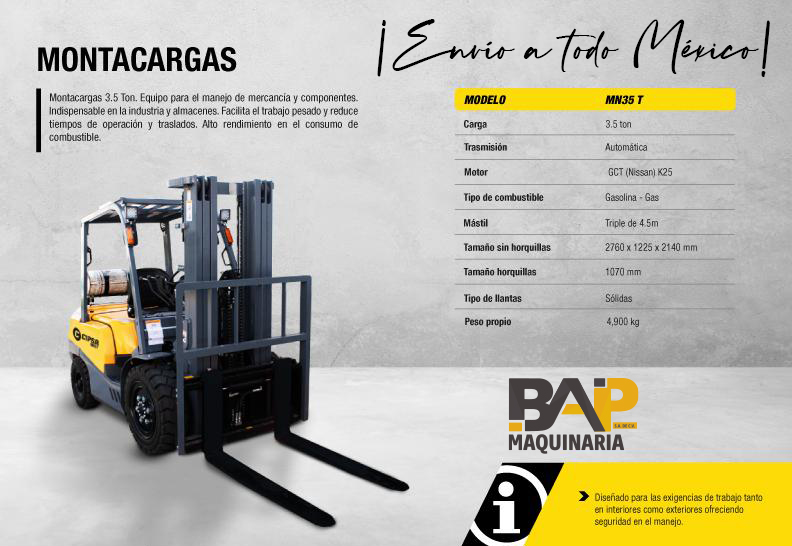 Montacargas CIPSA MN35 T - BAP Maquinaria - Tabla